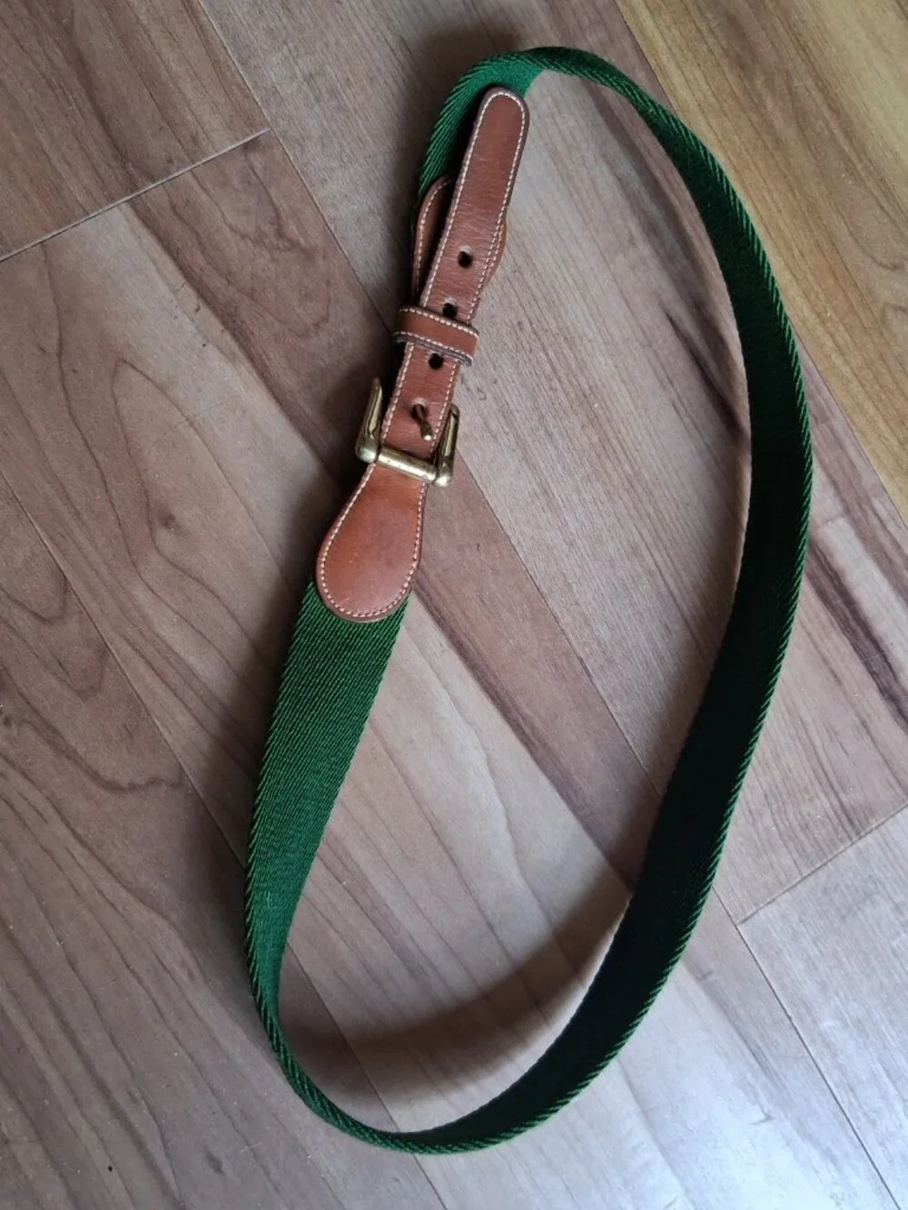 Dooney & Bourke Vintage Wool Surcingle  Belt Solid Brass Buckle Green Wool 32